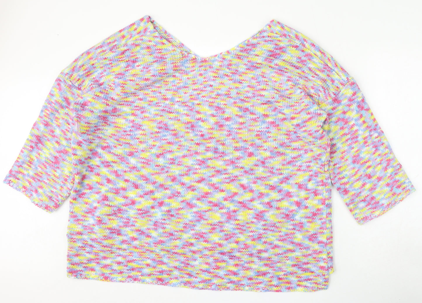 Preworn Womens Multicoloured V-Neck  Polyester Pullover Jumper Size 16