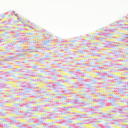 Preworn Womens Multicoloured V-Neck  Polyester Pullover Jumper Size 16
