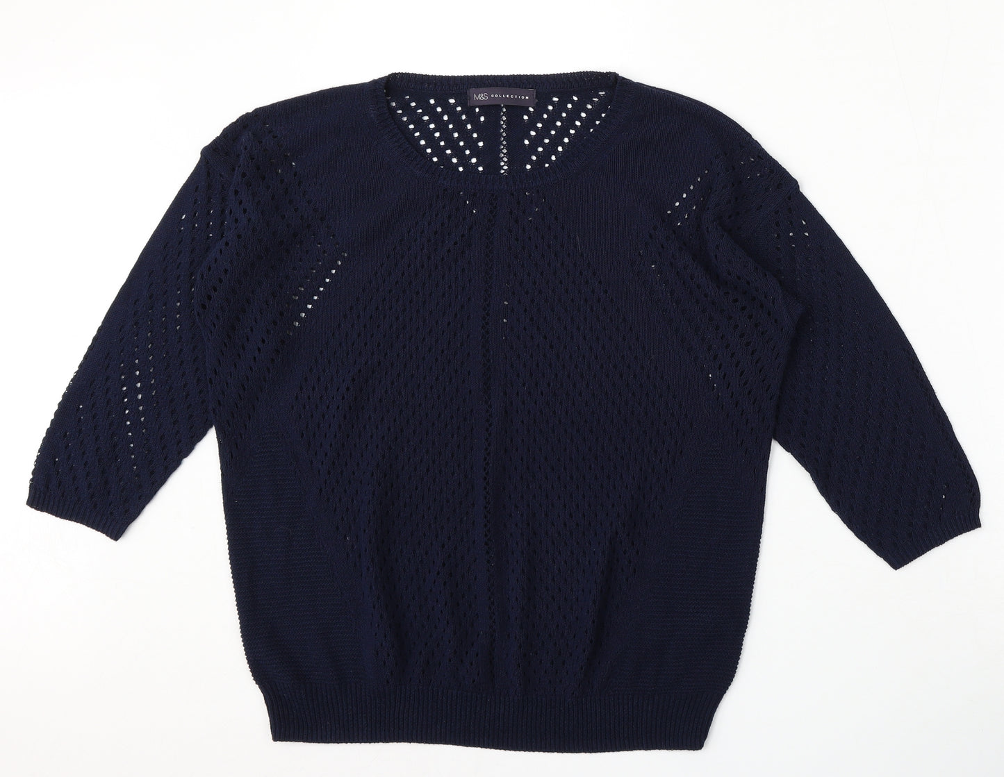 Marks and Spencer Womens Blue Round Neck  Acrylic Pullover Jumper Size 12
