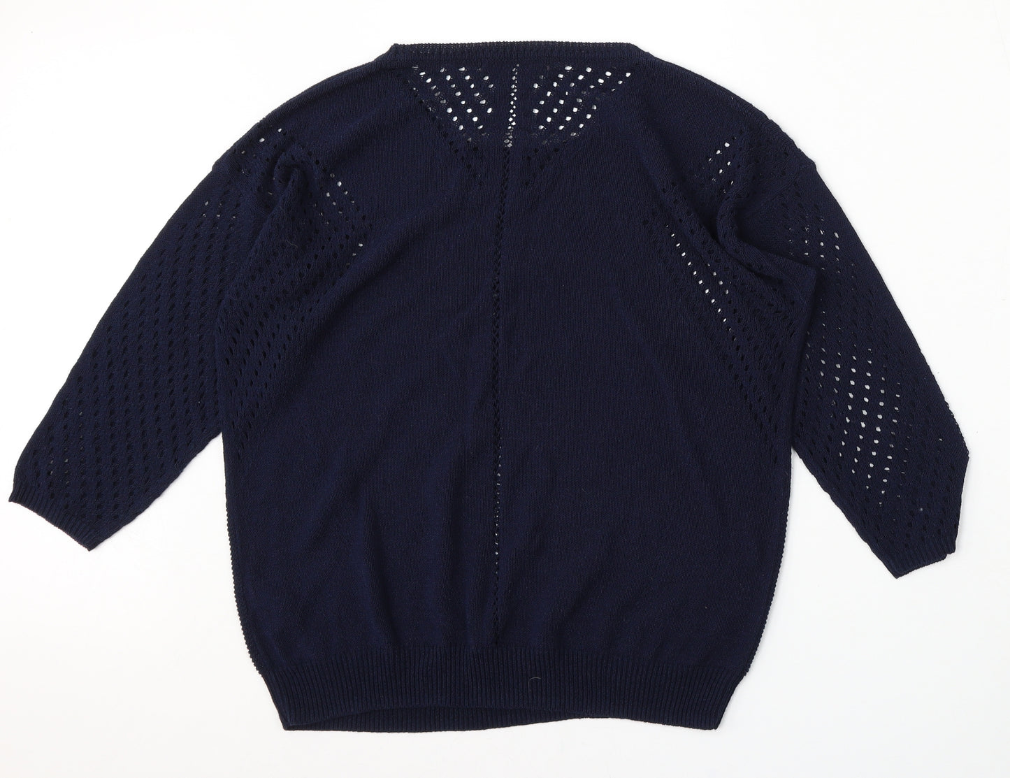 Marks and Spencer Womens Blue Round Neck  Acrylic Pullover Jumper Size 12