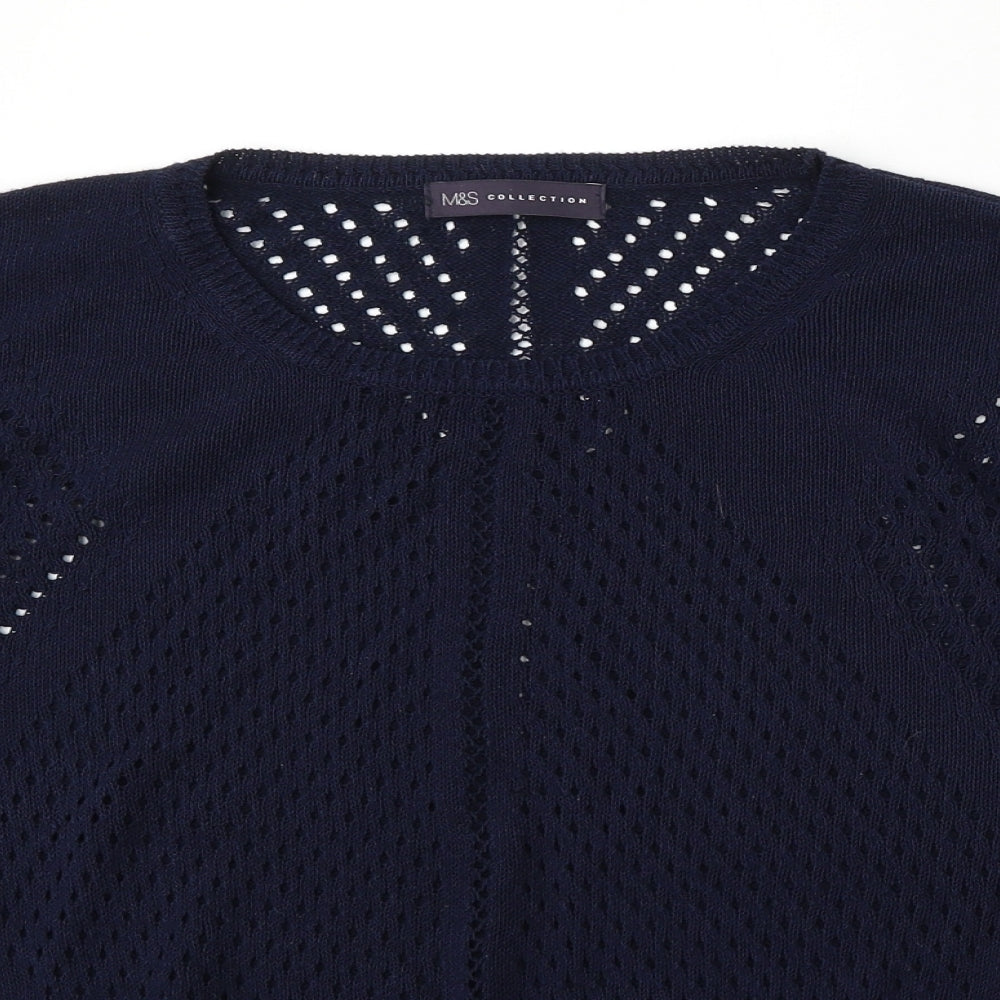 Marks and Spencer Womens Blue Round Neck  Acrylic Pullover Jumper Size 12