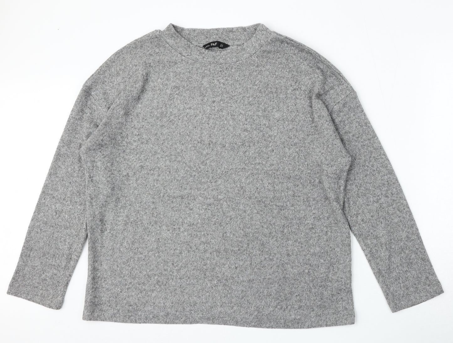 F&F Womens Grey Round Neck  Polyester Pullover Jumper Size M