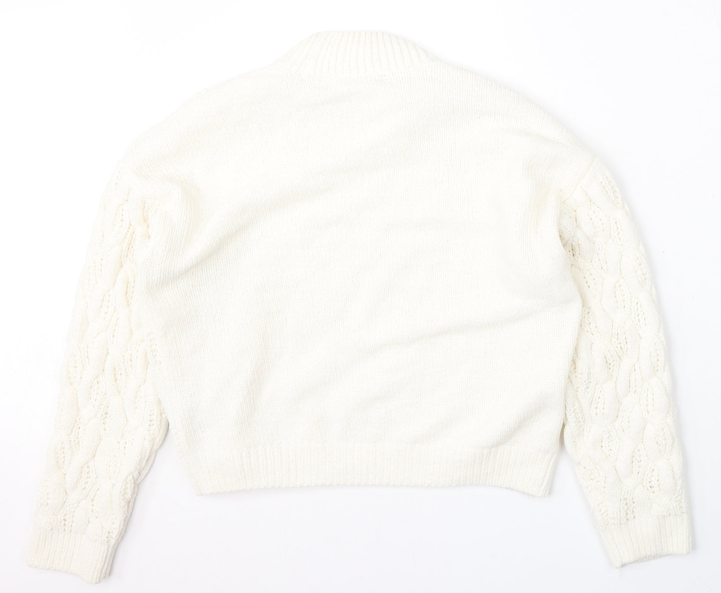 Primark Womens White Round Neck  Polyester Pullover Jumper Size 12