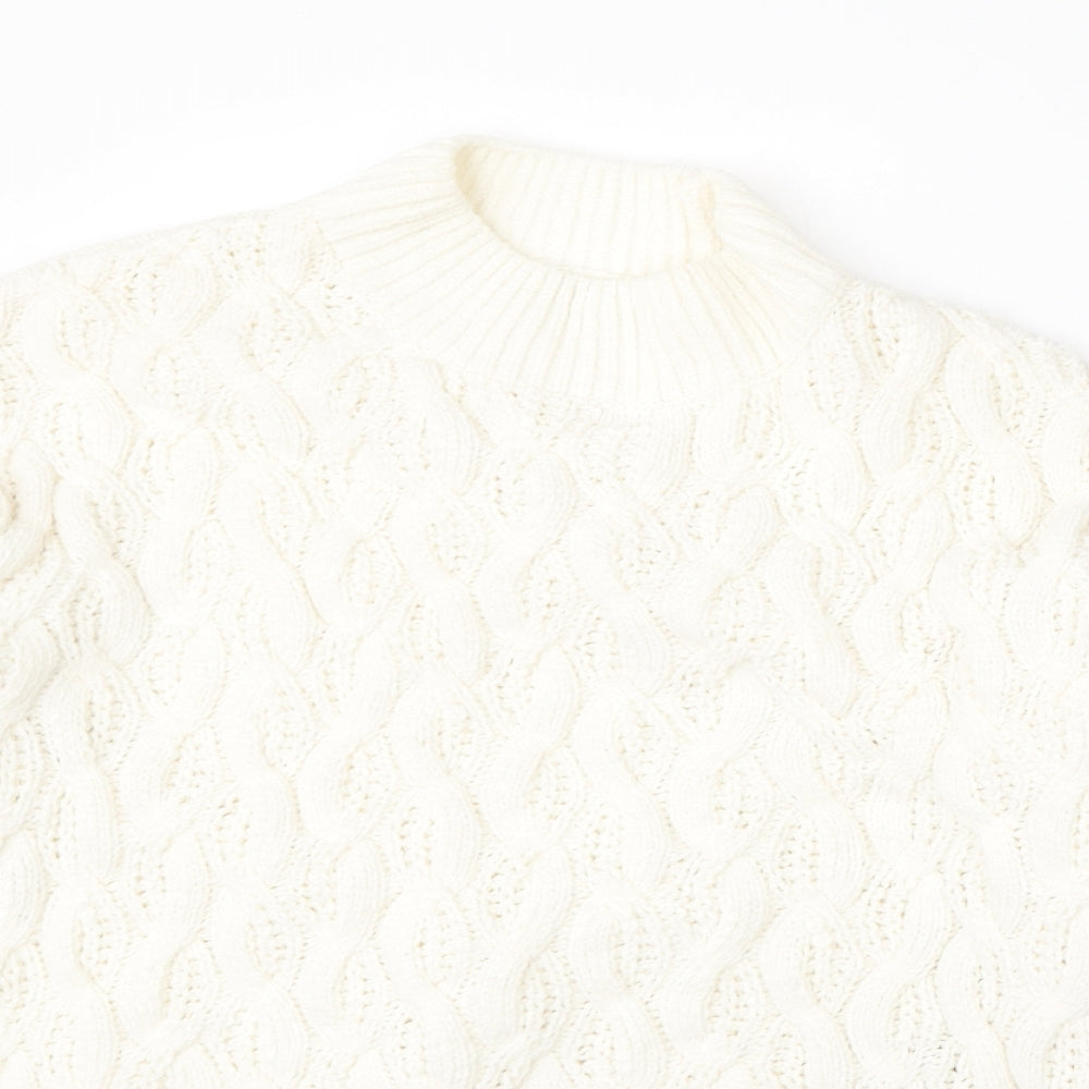 Primark Womens White Round Neck  Polyester Pullover Jumper Size 12