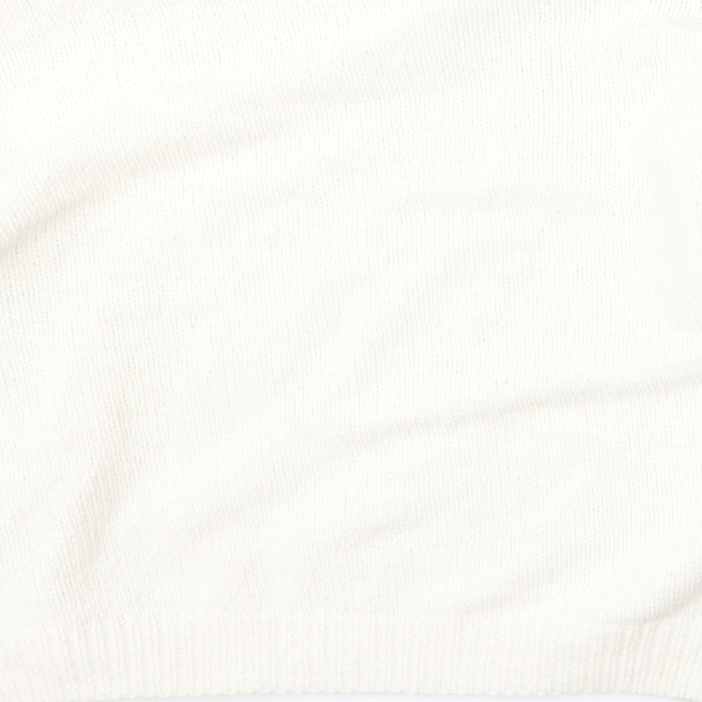 Primark Womens White Round Neck  Polyester Pullover Jumper Size 12