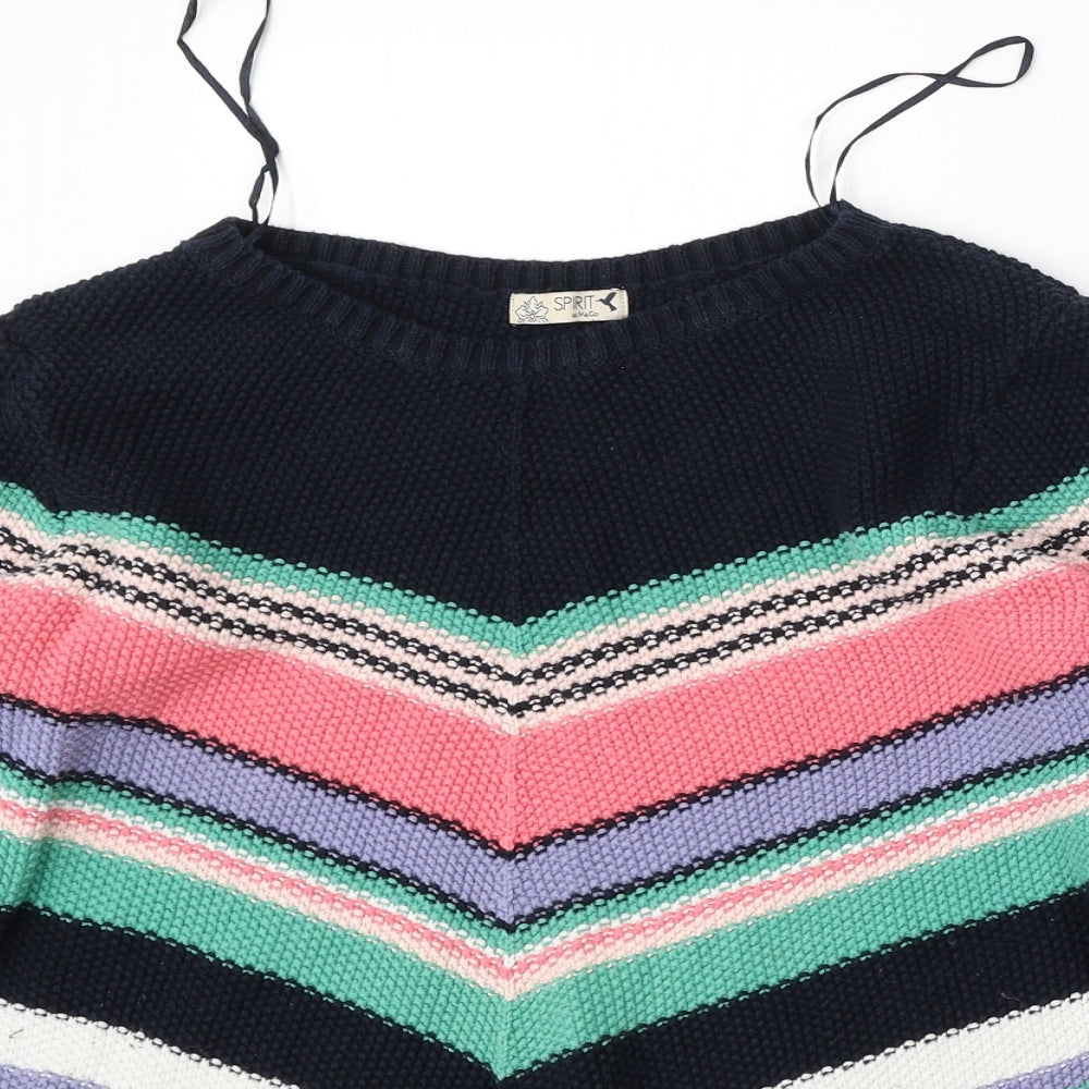 M&Co Womens Multicoloured Round Neck Striped Cotton Pullover Jumper Size 12