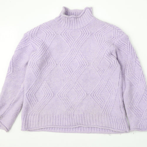 Marks and Spencer Womens Purple Round Neck  Acrylic Pullover Jumper Size XS