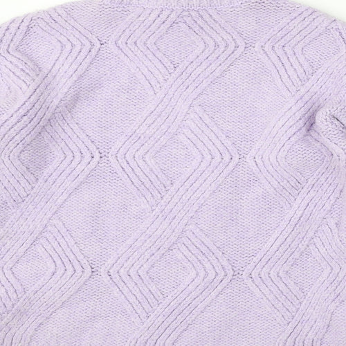 Marks and Spencer Womens Purple Round Neck  Acrylic Pullover Jumper Size XS