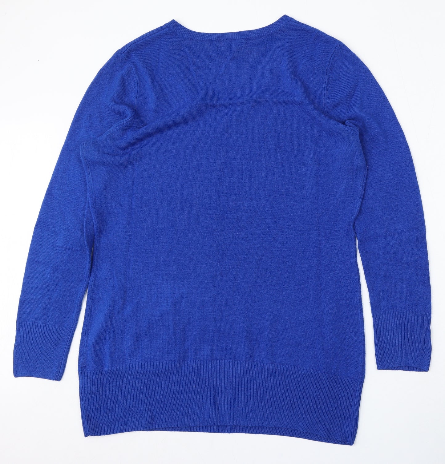 South Womens Blue Round Neck  Acrylic Pullover Jumper Size 16