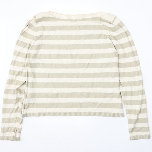 Marks and Spencer Womens Multicoloured Round Neck Striped Viscose Pullover Jumper Size 18