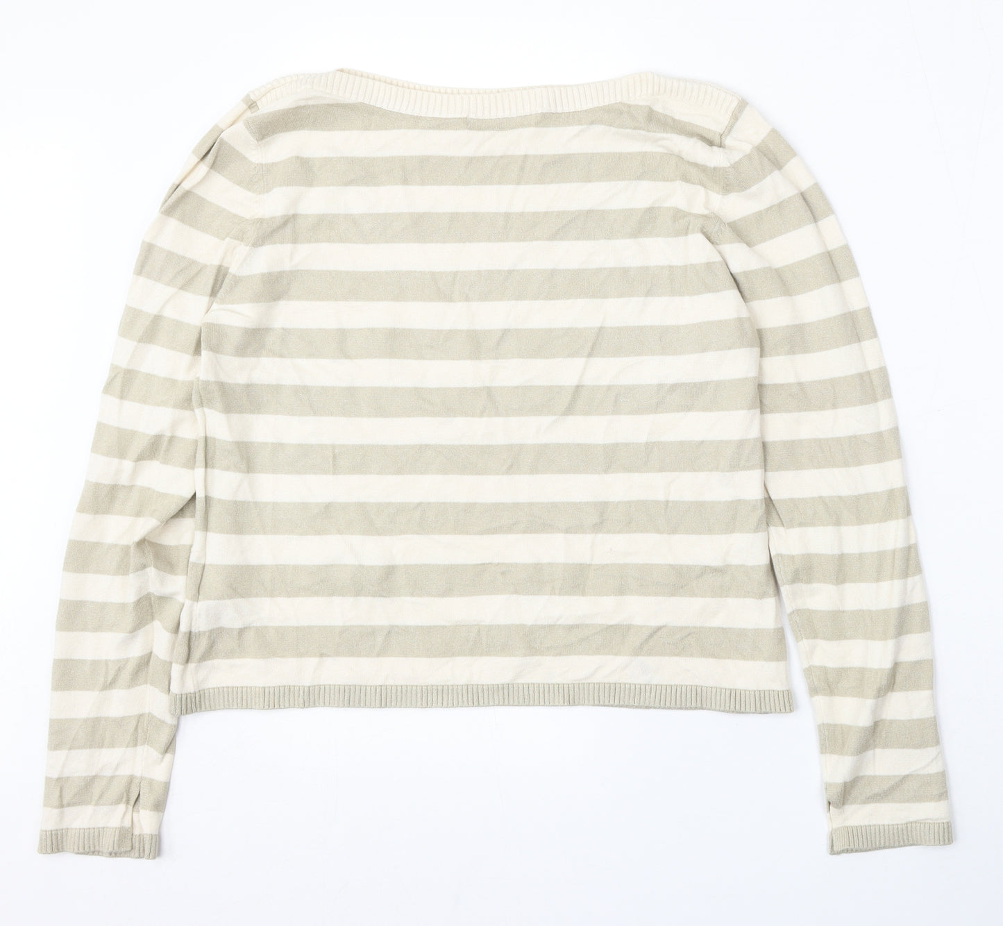 Marks and Spencer Womens Multicoloured Round Neck Striped Viscose Pullover Jumper Size 18