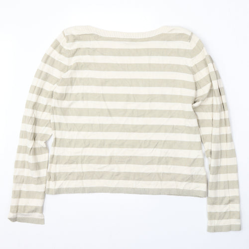 Marks and Spencer Womens Multicoloured Round Neck Striped Viscose Pullover Jumper Size 18