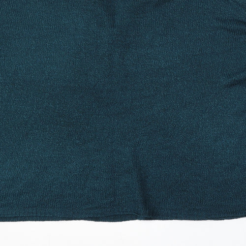 BM Collection Womens Blue V-Neck  Polyester Pullover Jumper Size 14