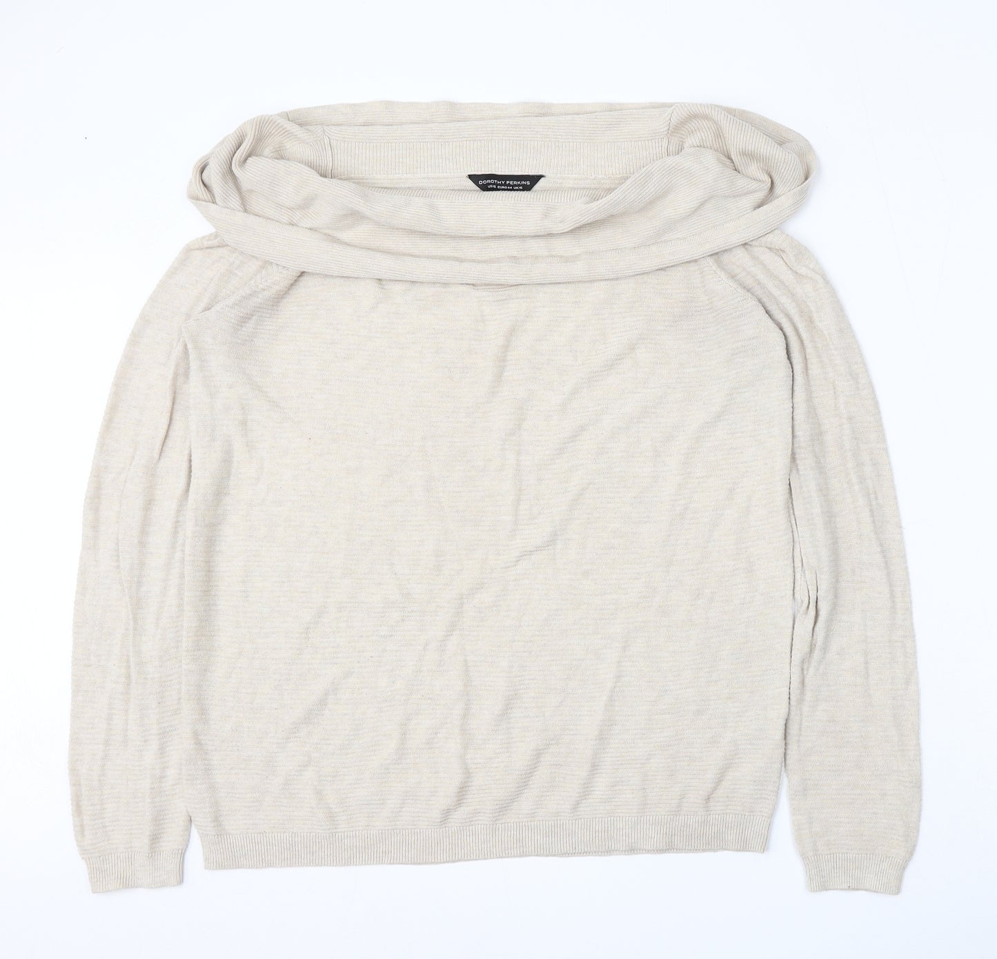 Dorothy Perkins Womens Beige Roll Neck  Polyester Pullover Jumper Size 16