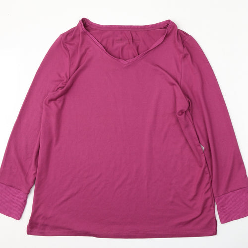 Carole Hochman Womens Purple Round Neck  Polyester Pullover Jumper Size M