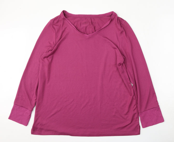 Carole Hochman Womens Purple Round Neck Polyester Pullover Jumper Size M
