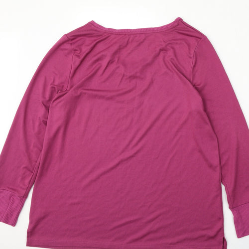 Carole Hochman Womens Purple Round Neck  Polyester Pullover Jumper Size M