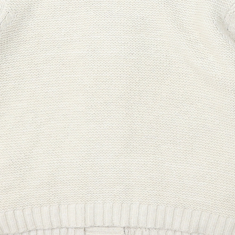 Marks and Spencer Womens Beige Round Neck  Polyester Cardigan Jumper Size 14