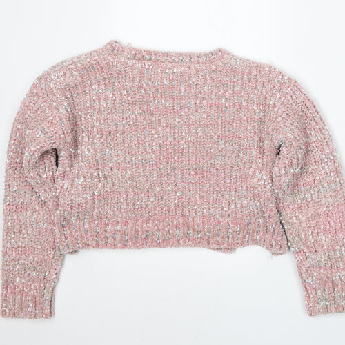 Matalan Girls Pink Round Neck  Polyester Pullover Jumper Size 8 Years