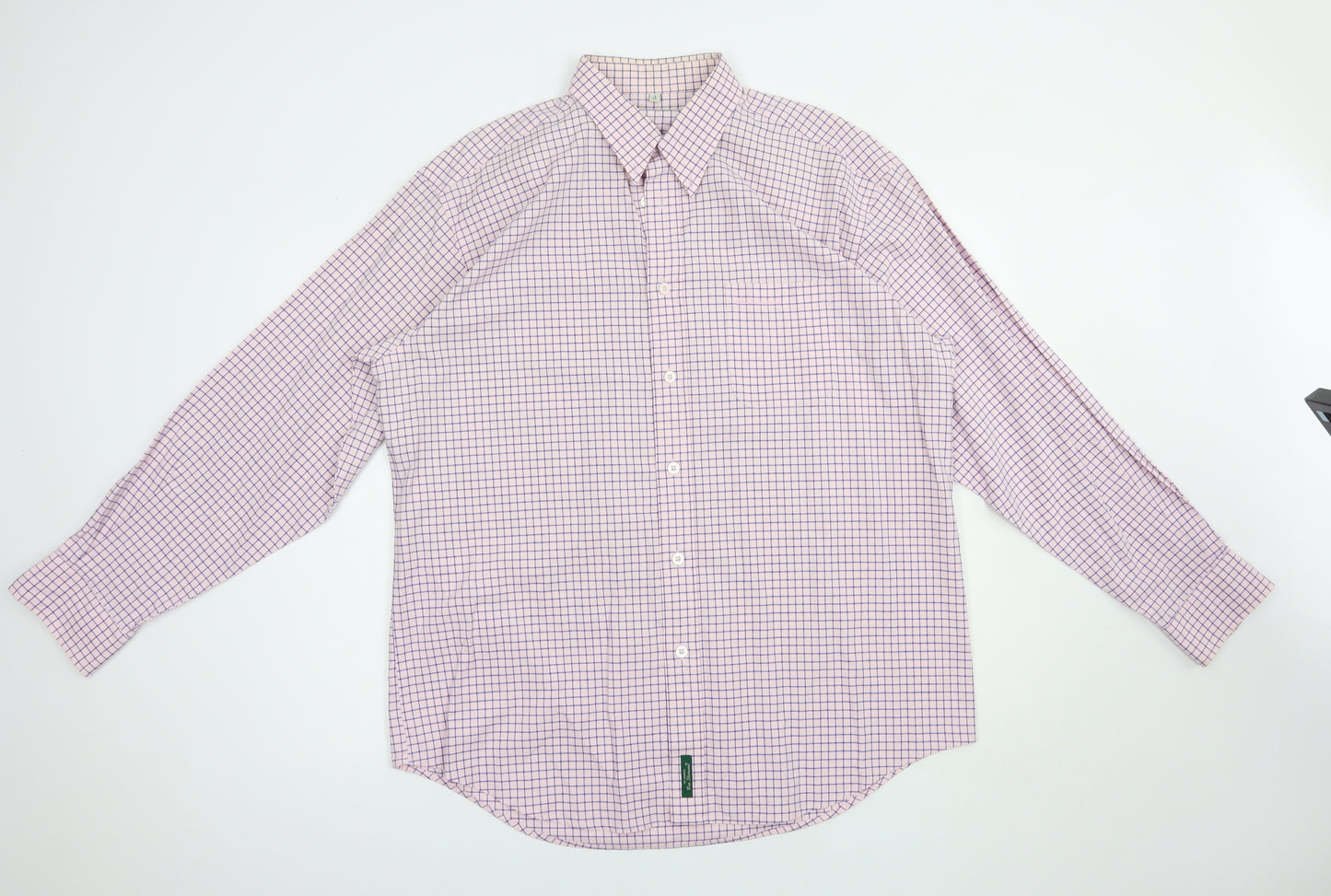 Ben Sherman Mens Pink Check Cotton  Button-Up Size 2XL Collared Button