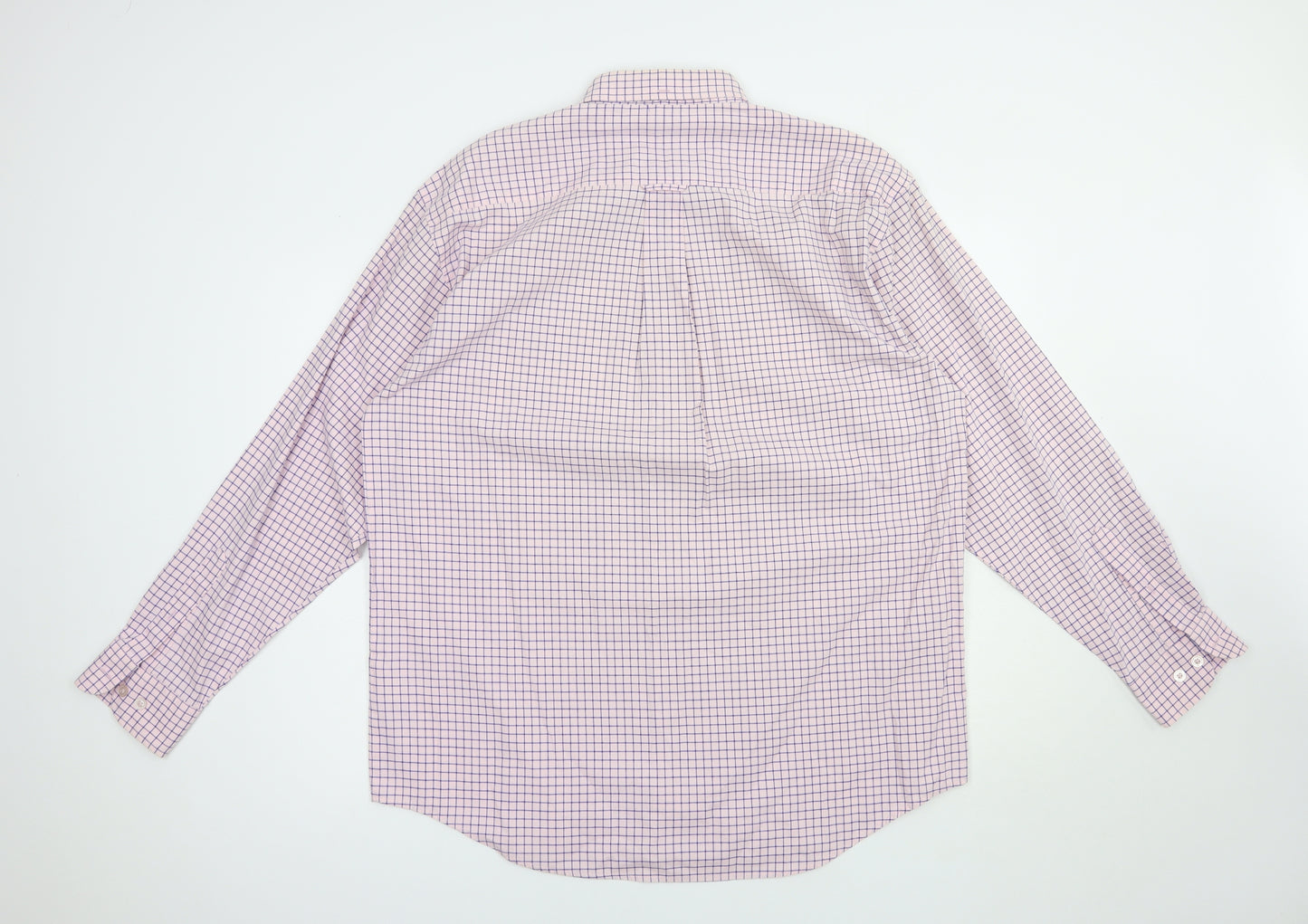 Ben Sherman Mens Pink Check Cotton  Button-Up Size 2XL Collared Button