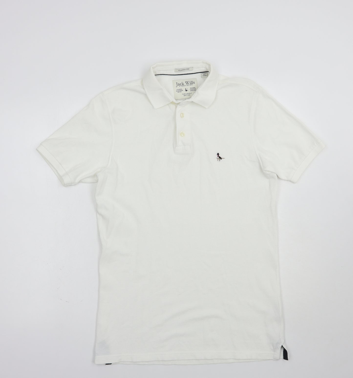 Jack Wills Mens White  Cotton  Polo Size XS Collared Button