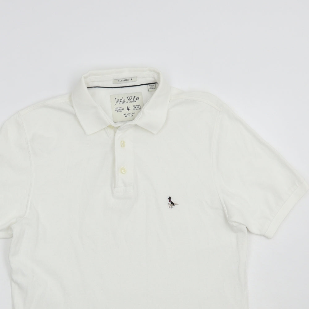 Jack Wills Mens White  Cotton  Polo Size XS Collared Button