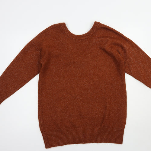 Primark Womens Brown Crew Neck  Acrylic Pullover Jumper Size 10