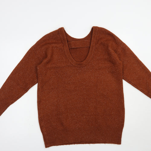 Primark Womens Brown Crew Neck  Acrylic Pullover Jumper Size 10