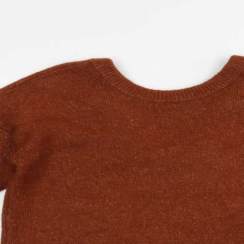 Primark Womens Brown Crew Neck  Acrylic Pullover Jumper Size 10