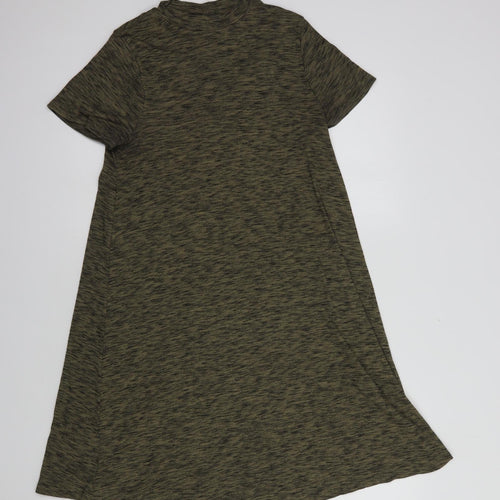 New Look Womens Green  Polyester T-Shirt Dress  Size 10  Mock Neck Pullover