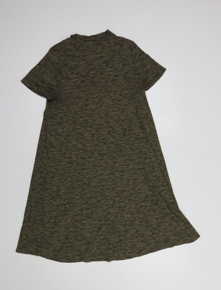 New Look Womens Green  Polyester T-Shirt Dress  Size 10  Mock Neck Pullover