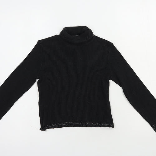 Adams Girls Black Roll Neck  Cotton Pullover Jumper Size 10 Years  Pullover