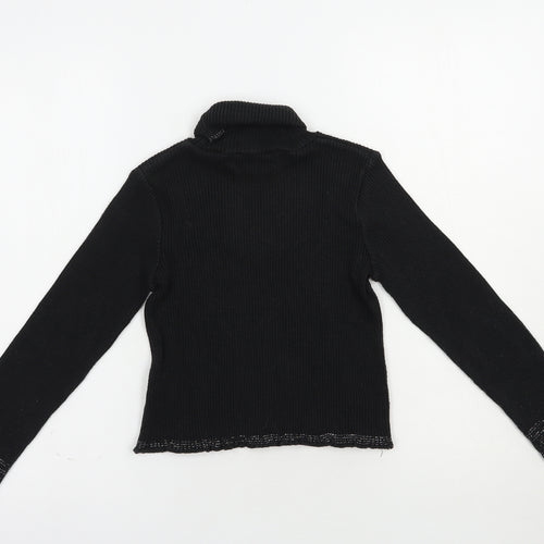 Adams Girls Black Roll Neck  Cotton Pullover Jumper Size 10 Years  Pullover