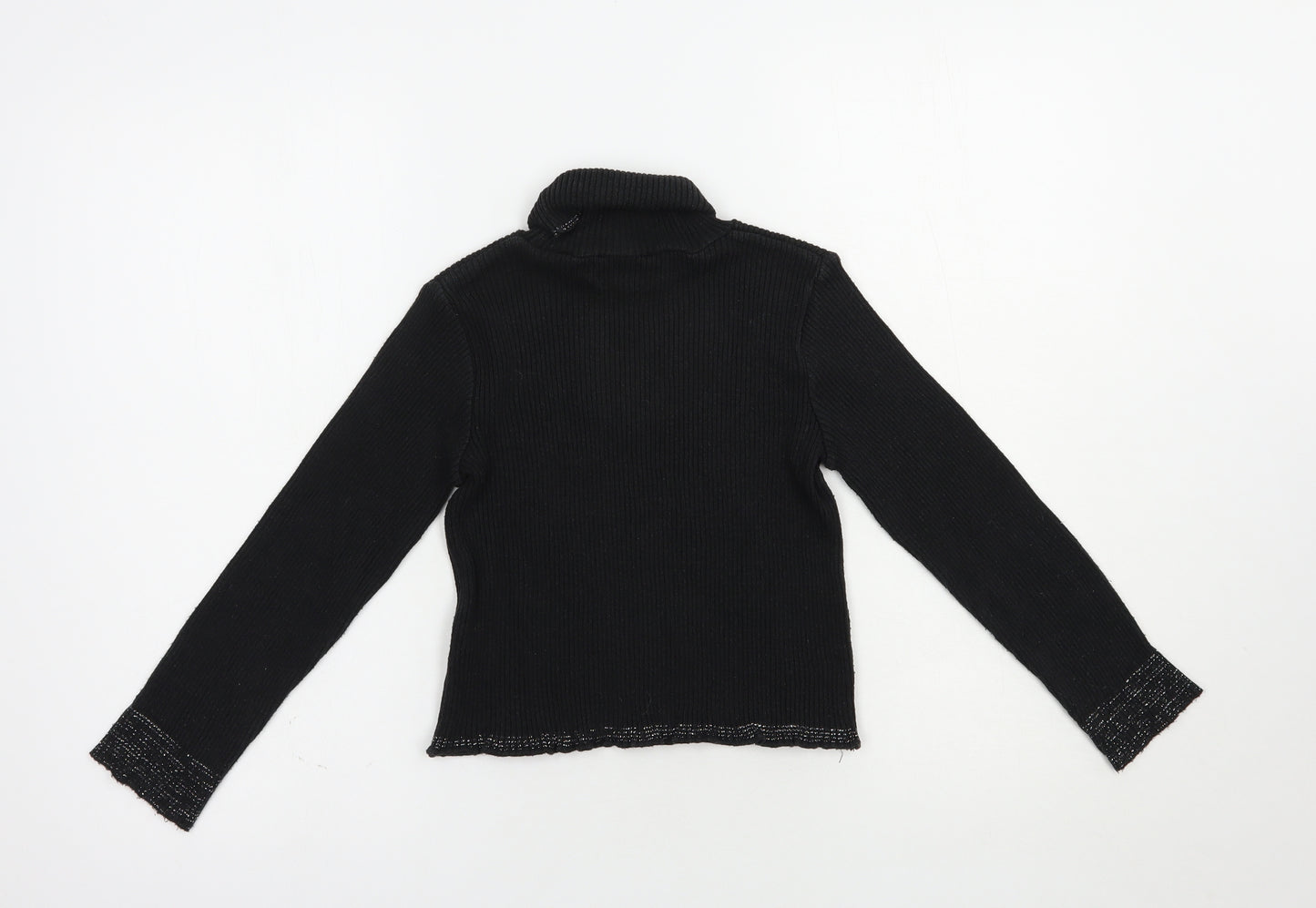 Adams Girls Black Roll Neck  Cotton Pullover Jumper Size 10 Years  Pullover