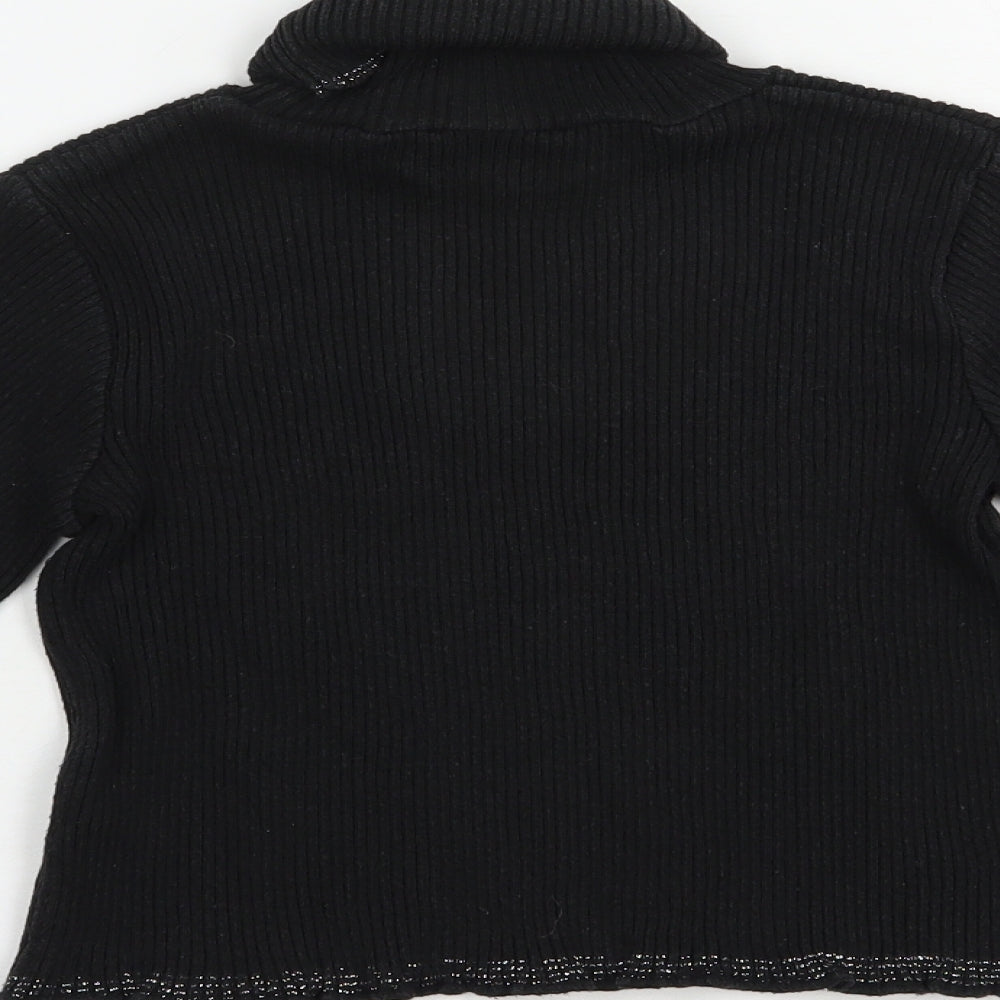 Adams Girls Black Roll Neck  Cotton Pullover Jumper Size 10 Years  Pullover