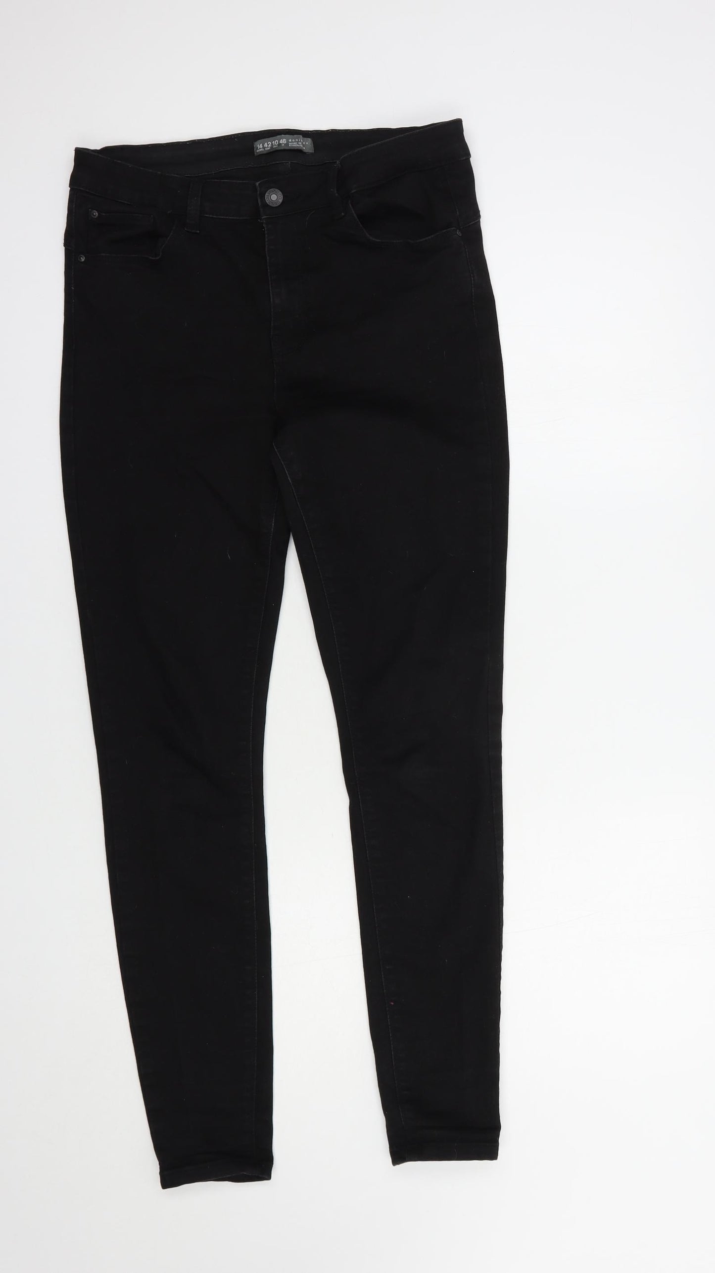 Denim Co. Womens Black  Cotton Skinny Jeans Size 14 L30 in Regular Button
