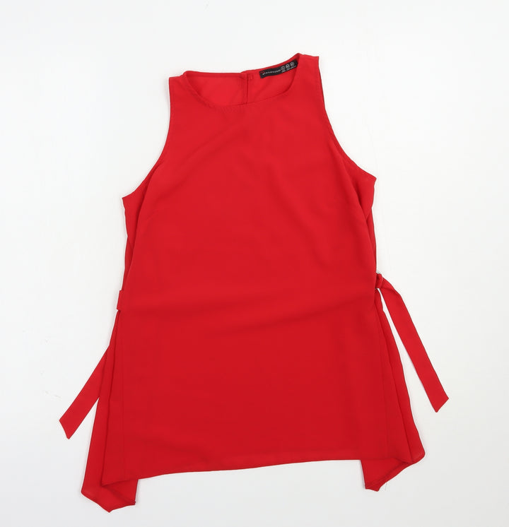 Atmosphere Womens Red Polyester Basic Blouse Size 6 Round Neck