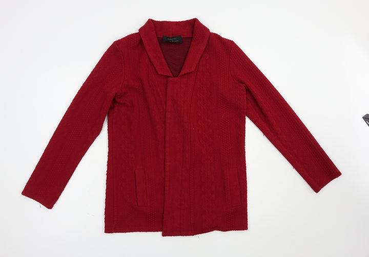 River Island Womens Red Collared Acrylic Cardigan Jumper Size 14