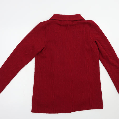 River Island Womens Red Collared  Acrylic Cardigan Jumper Size 14