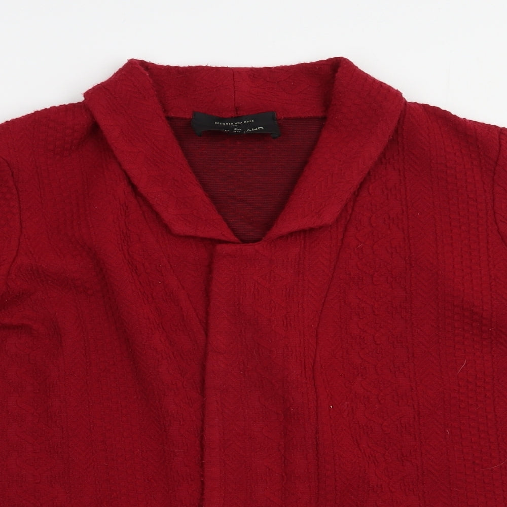 River Island Womens Red Collared  Acrylic Cardigan Jumper Size 14