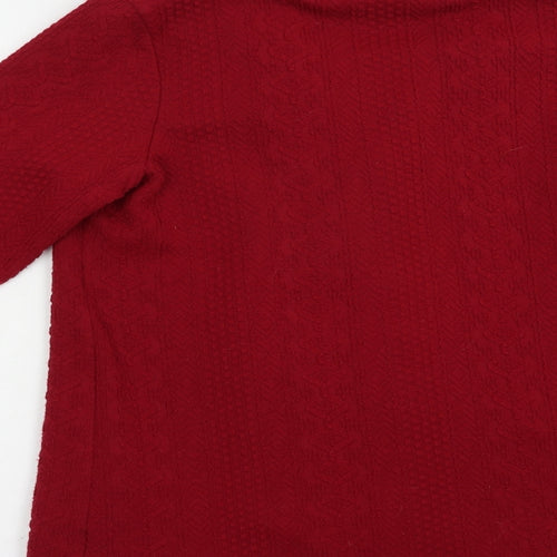River Island Womens Red Collared  Acrylic Cardigan Jumper Size 14