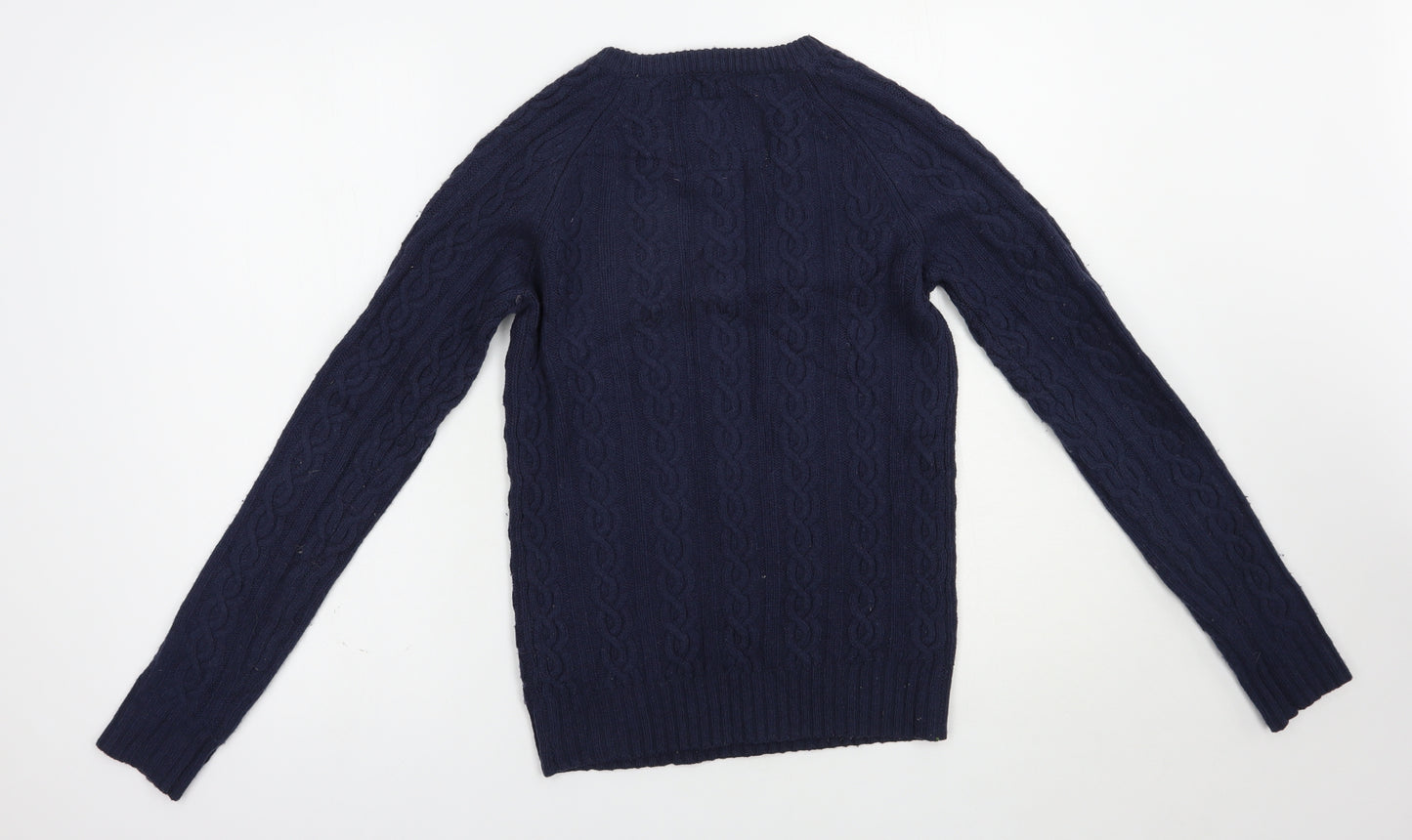 Jack Wills Womens Blue Crew Neck  Wool Pullover Jumper Size 8
