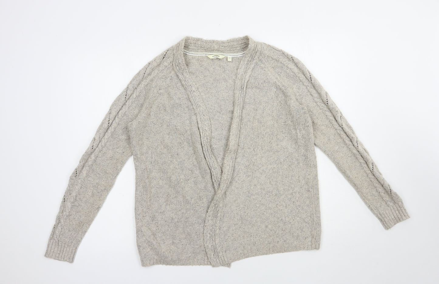Fat Face Womens Beige V-Neck  Acrylic Cardigan Jumper Size 12