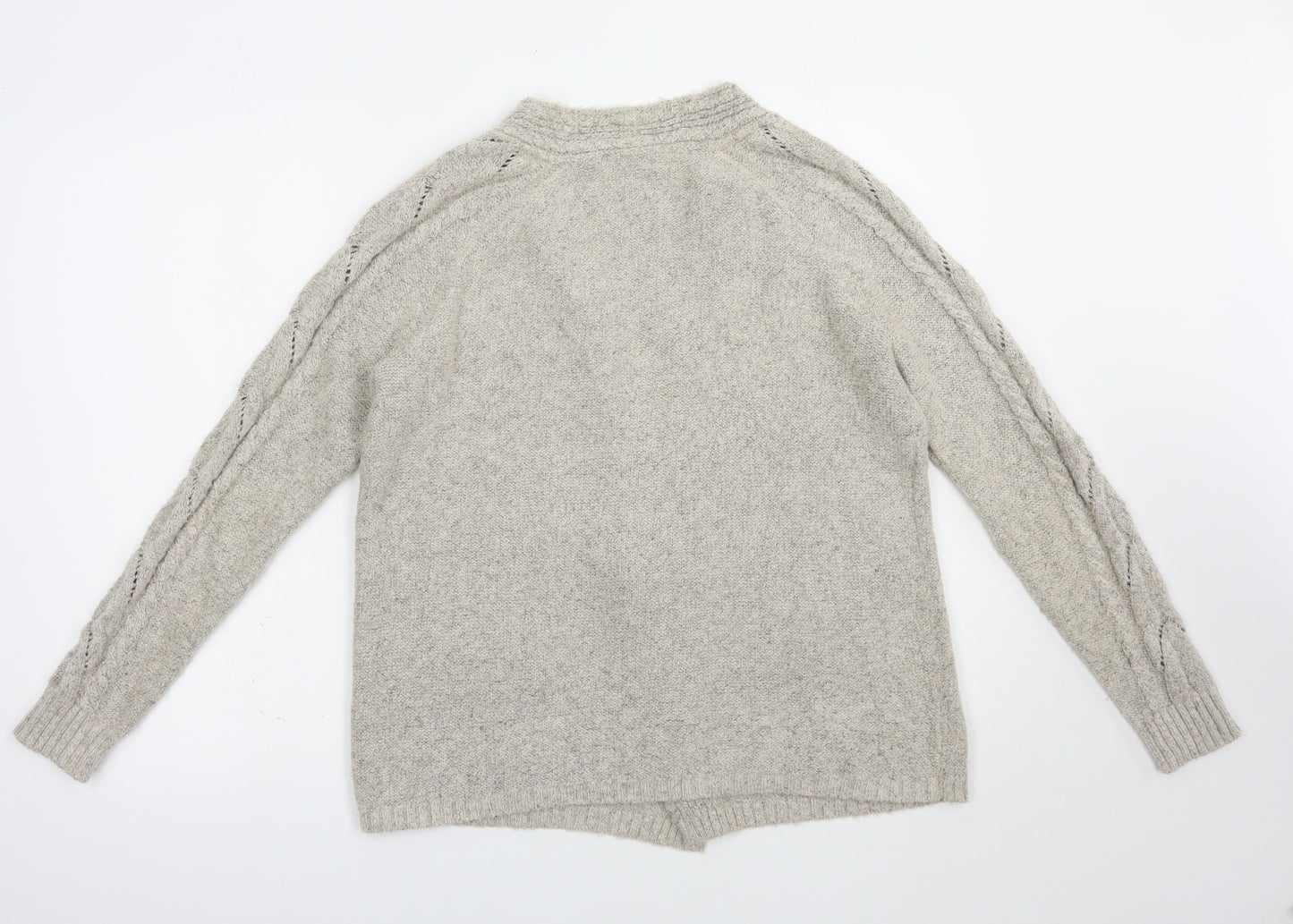 Fat Face Womens Beige V-Neck  Acrylic Cardigan Jumper Size 12