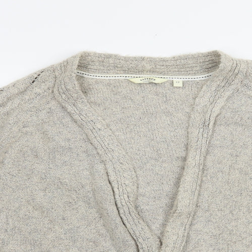 Fat Face Womens Beige V-Neck  Acrylic Cardigan Jumper Size 12