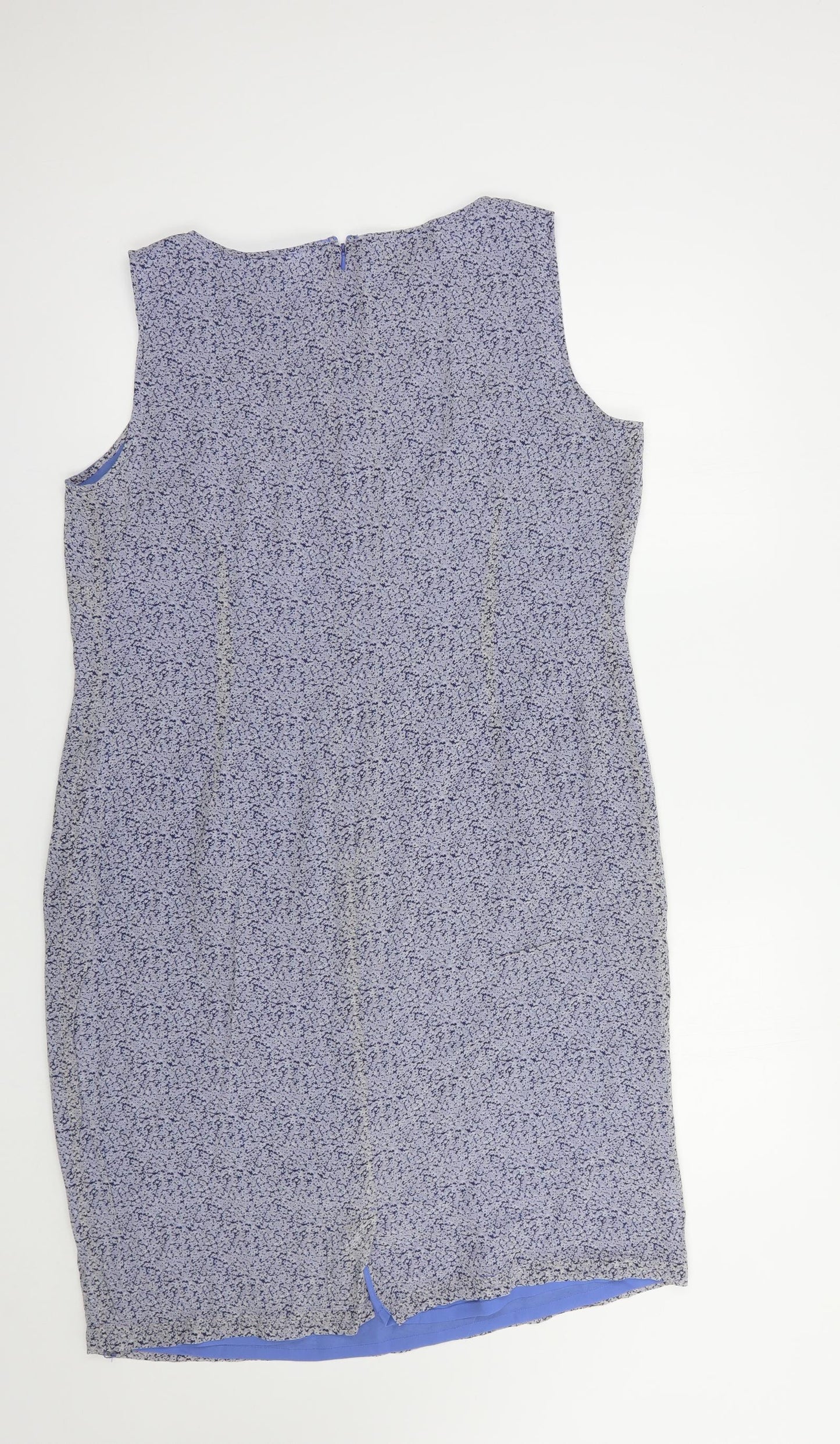 Laura Ashley Womens Blue Floral Silk Pencil Dress  Size 16  Boat Neck Zip