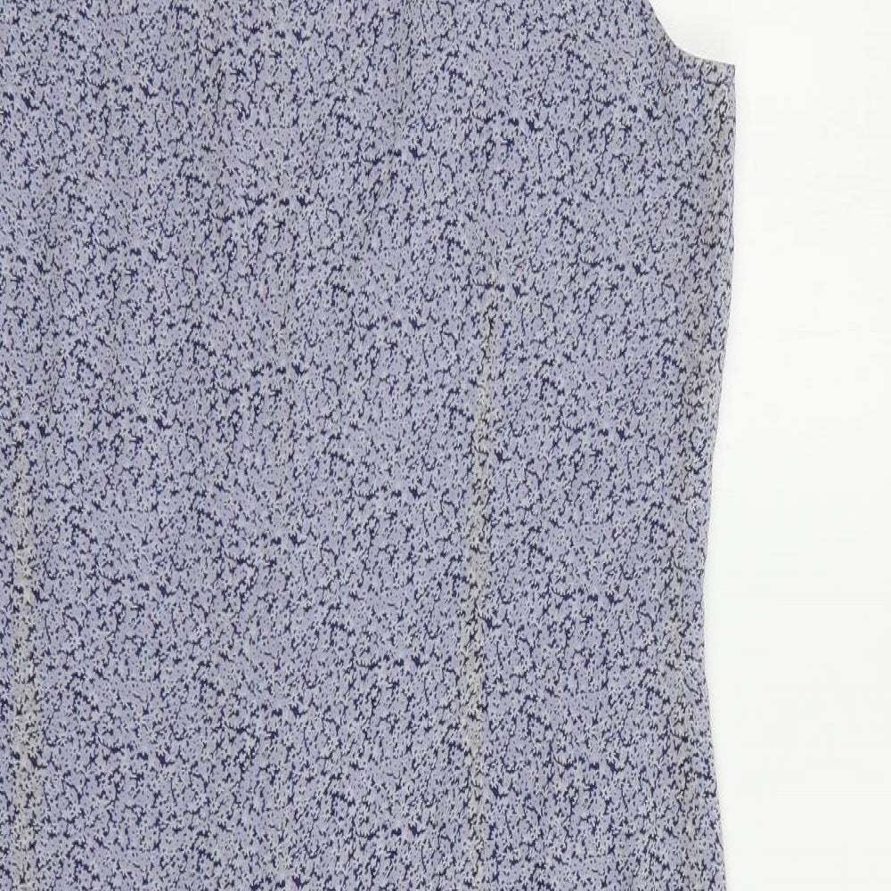 Laura Ashley Womens Blue Floral Silk Pencil Dress  Size 16  Boat Neck Zip