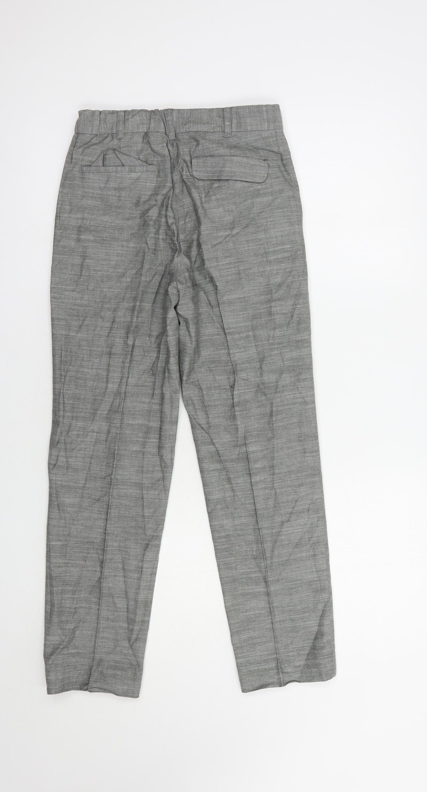 Marks and Spencer Boys Grey  Cotton Dress Pants Trousers Size 10-11 Years  Regular Hook & Loop