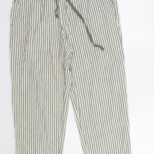 Uniqlo Mens Grey Striped Cotton  Pyjama Pants Size M  Drawstring